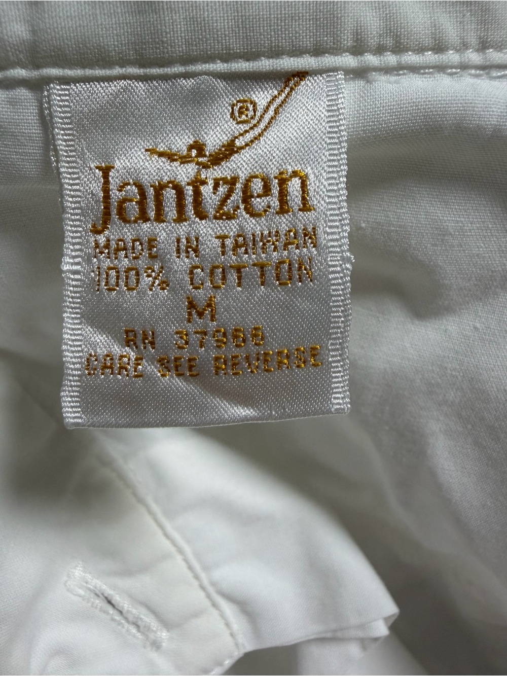 Jantzen Vintage Cotton Button Up Blouse White Floral Embroidered Collar Size Med - Picture 8 of 9